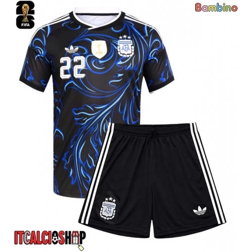 Argentina Lautaro Martinez #22 Seconda Maglia Bambino Mondiali 2026 Manica Corta (+ Pantaloni corti)
